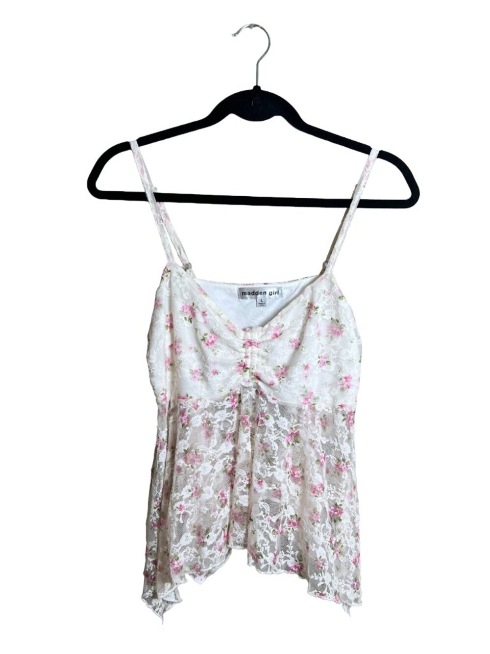 Madden Girl Floral Lace Cami Coquette White Large